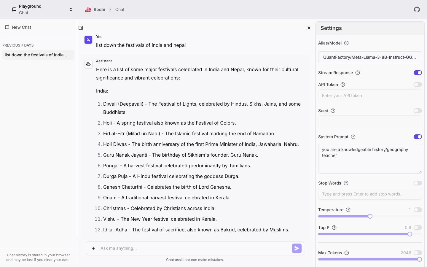 Bodhi Chat Interface